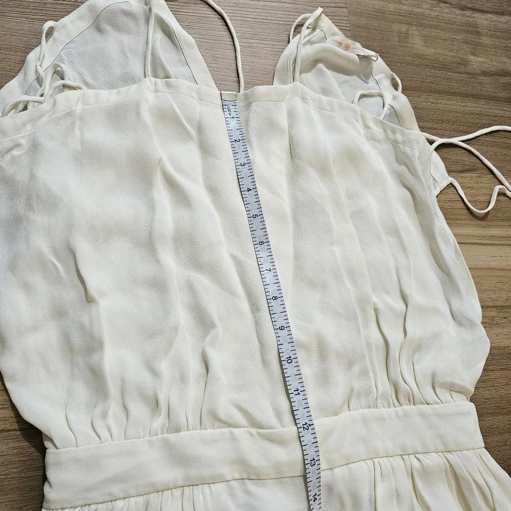 Tory Burch‎ Evalene Ivory Leaf Cold Shoulder Maxi Dress Size 4